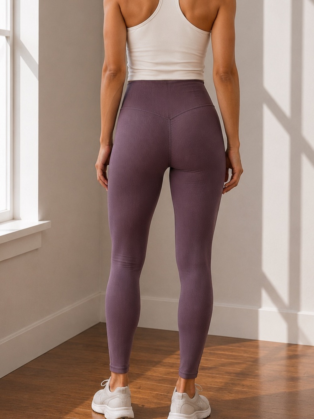 Athleta Ribbed High Rise Lavender Leggings XS